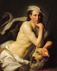 Johann Zoffany Self portrait as David with the head of Goliath, oil painting image